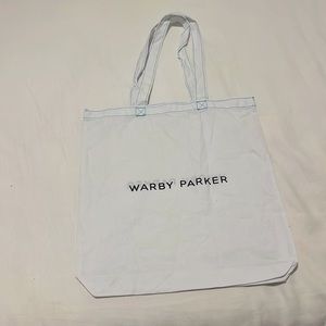 NEW Warby Parker Cotton Tote Bag Blue Stitch White